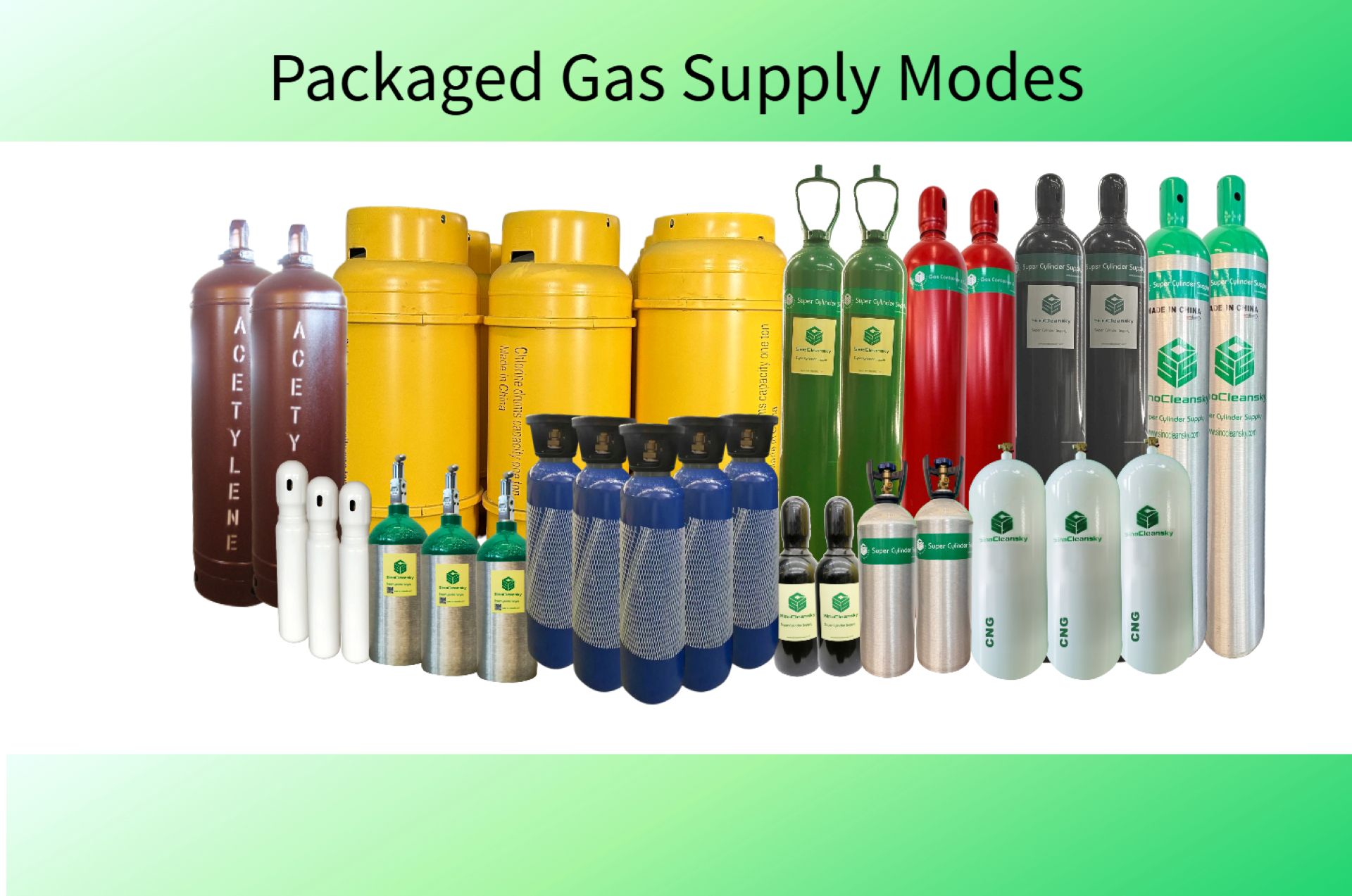 Packaged gas supply with cylinders
